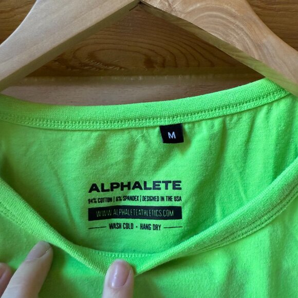 Alphalete Cropped Muscle Tank in Lime Green - Picture 3 of 4